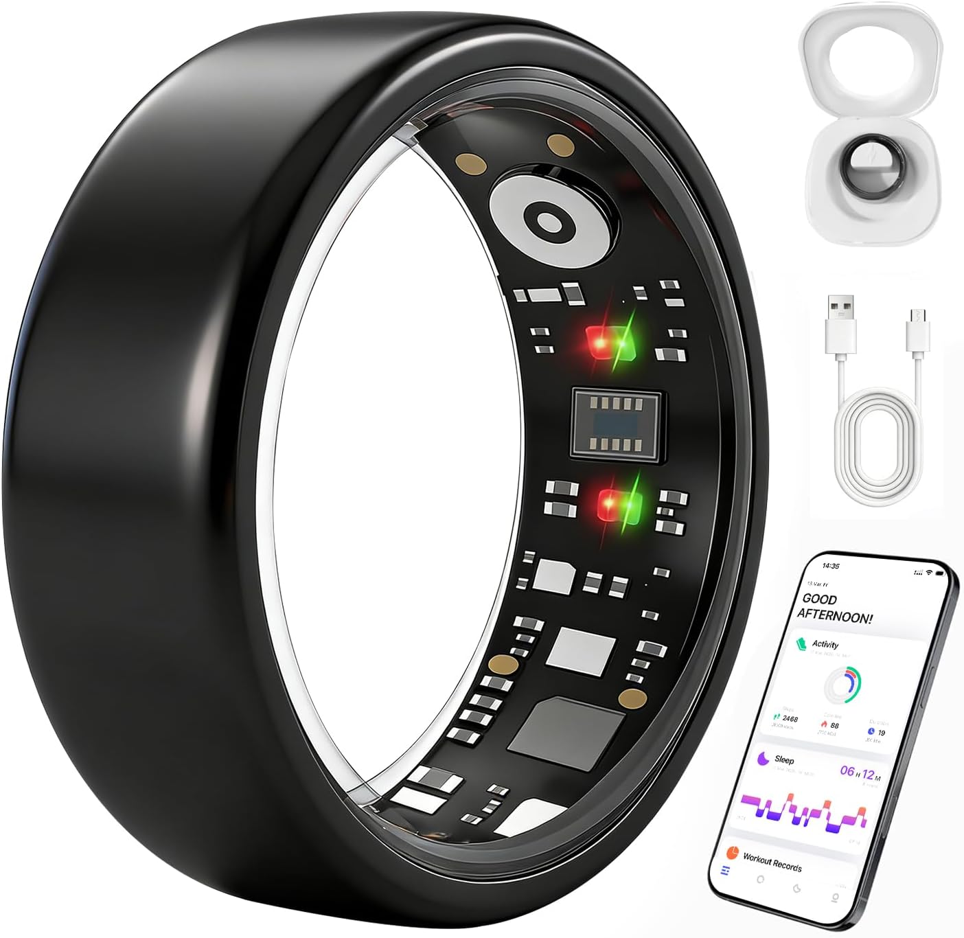 Smart Ring Gen 3,IP68 Waterproof Health Tracker with No Subscription Fee, 24/7 Heart Rate, Sleep & SpO2 Monitor, HRV & Stress Tracking Fitness Ring for Men Women, Android/iOS
