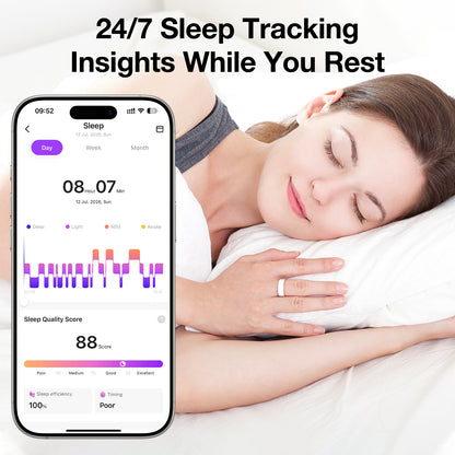New Ceramic Smart Ring for Women Men Fitness Tracker Health Ring No App Fee, 8ATM Waterproof, Sleep/Stress/Blood Oxygen/Activity /Heart Rate Monitor, Lightweight Wearable Long Battery Life