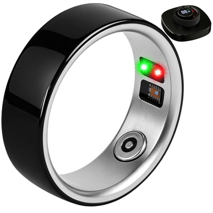 New Ceramic Smart Ring for Women Men Fitness Tracker Health Ring No App Fee, 8ATM Waterproof, Sleep/Stress/Blood Oxygen/Activity /Heart Rate Monitor, Lightweight Wearable Long Battery Life