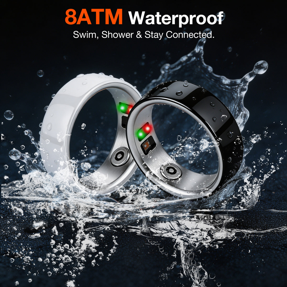 New Ceramic Smart Ring for Women Men Fitness Tracker Health Ring No App Fee, 8ATM Waterproof, Sleep/Stress/Blood Oxygen/Activity /Heart Rate Monitor, Lightweight Wearable Long Battery Life