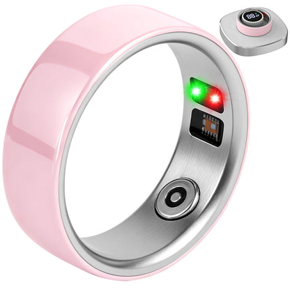 New Ceramic Smart Ring for Women Men Fitness Tracker Health Ring No App Fee, 8ATM Waterproof, Sleep/Stress/Blood Oxygen/Activity /Heart Rate Monitor, Lightweight Wearable Long Battery Life