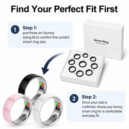 New Ceramic Smart Ring for Women Men Fitness Tracker Health Ring No App Fee, 8ATM Waterproof, Sleep/Stress/Blood Oxygen/Activity /Heart Rate Monitor, Lightweight Wearable Long Battery Life