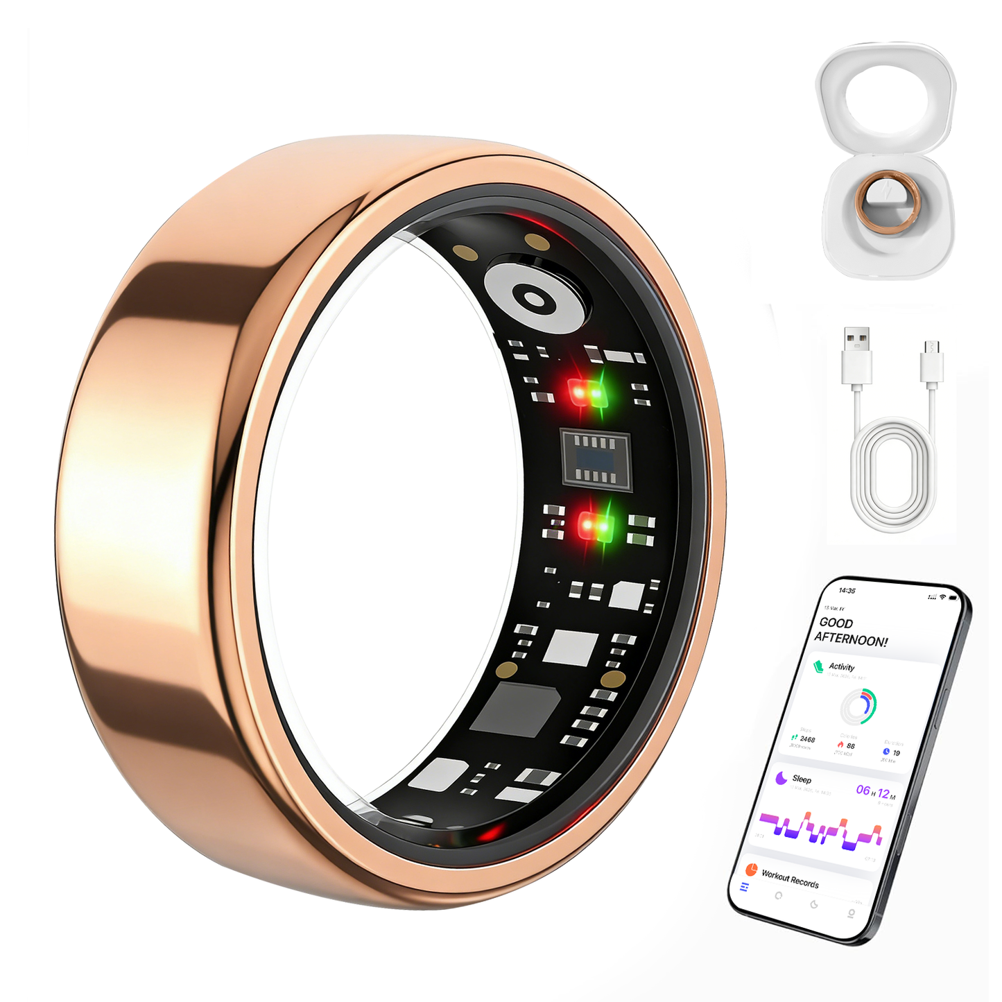 Smart Ring Gen 3,IP68 Waterproof Health Tracker with No Subscription Fee, 24/7 Heart Rate, Sleep & SpO2 Monitor, HRV & Stress Tracking Fitness Ring for Men Women, Android/iOS
