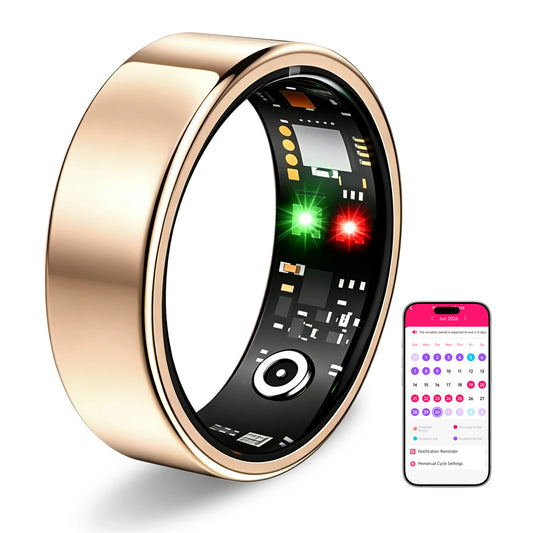 Smart Ring for Women Men, Health Tracking Ring No APP Fee 24/7 Fitness Tracker Heart Rate/SpO2/Stress/Sleep Monitor, IP68 Waterproof, Long Battery Fast Charge, iOS/Android Compatible