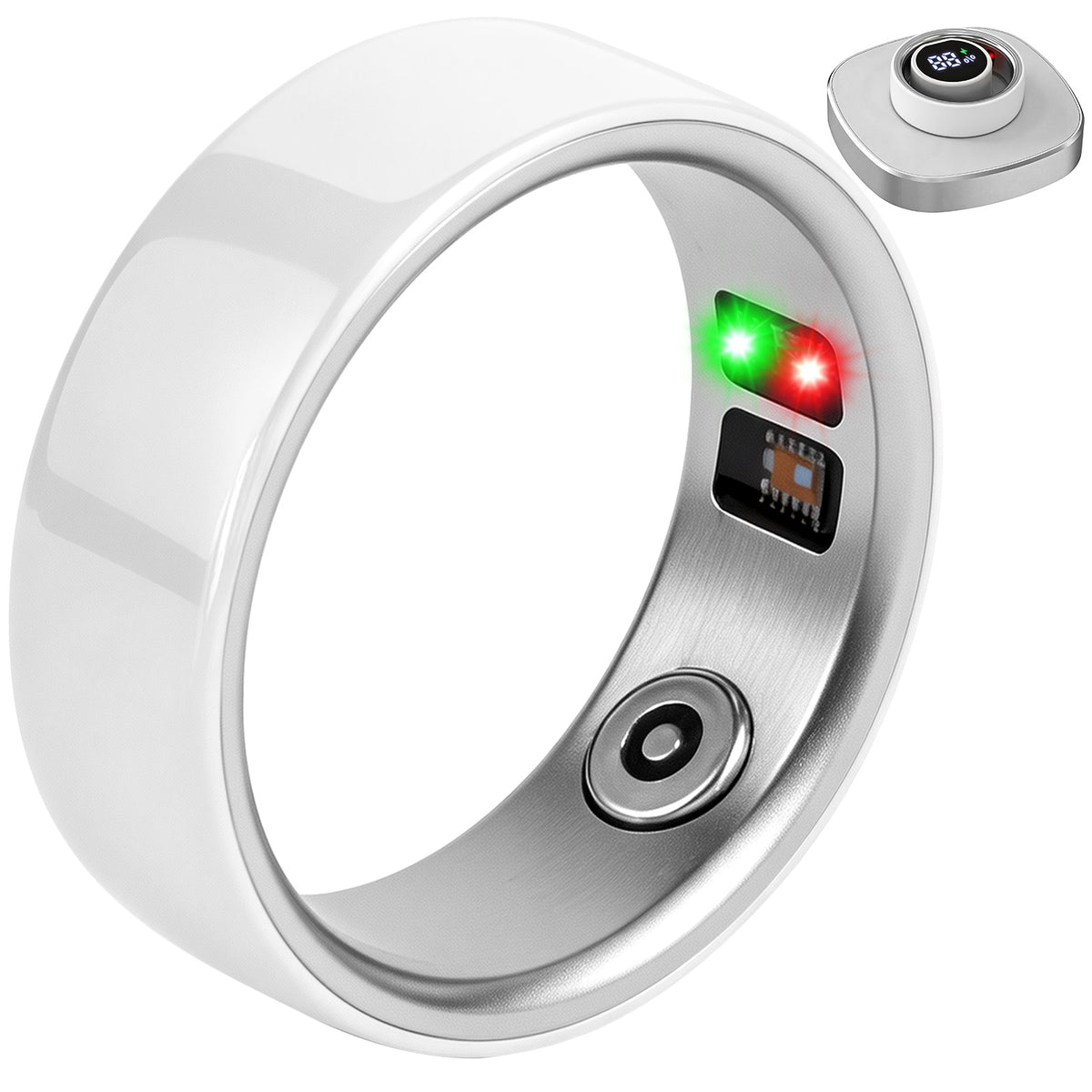 New Ceramic Smart Ring for Women Men Fitness Tracker Health Ring No App Fee, 8ATM Waterproof, Sleep/Stress/Blood Oxygen/Activity /Heart Rate Monitor, Lightweight Wearable Long Battery Life